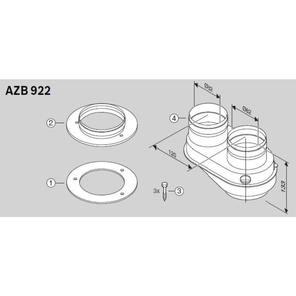 BOSCH Дымоход AZB 922 Адаптер для подключения раздельных дымоходов ф80/80 к котлам с выходом 80/125 7719002852