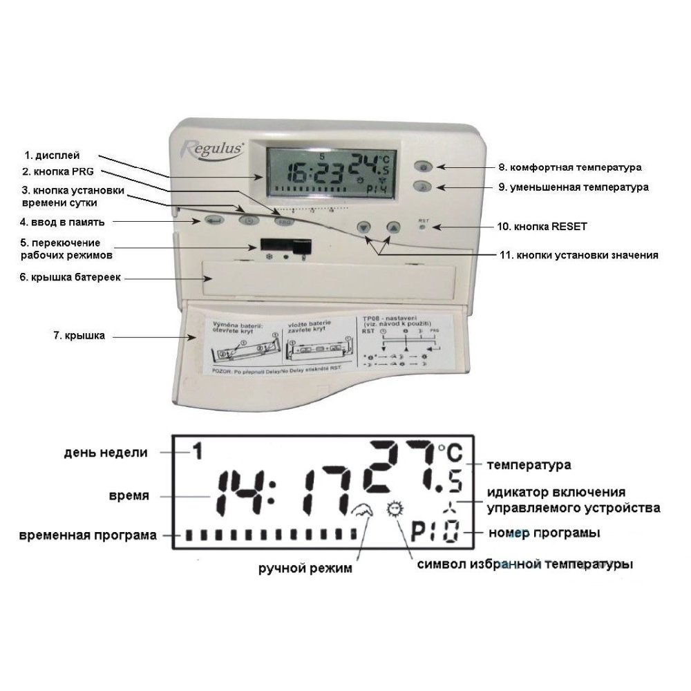 Regulus Комнатный термостат, программируемый,недельный TP08 6298